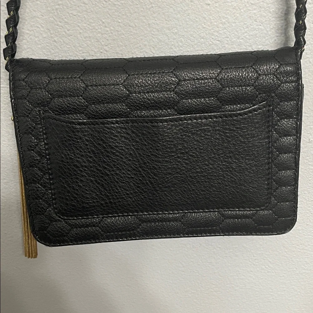 Aimee Kestenberg Black Leather Crossbody Bag with Gold Tassel - Picture 8 of 10